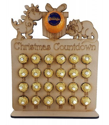 6mm Dinosaur Shapes Plaque Chocolate Orange and Ferrero Rocher Holder Advent Calendar